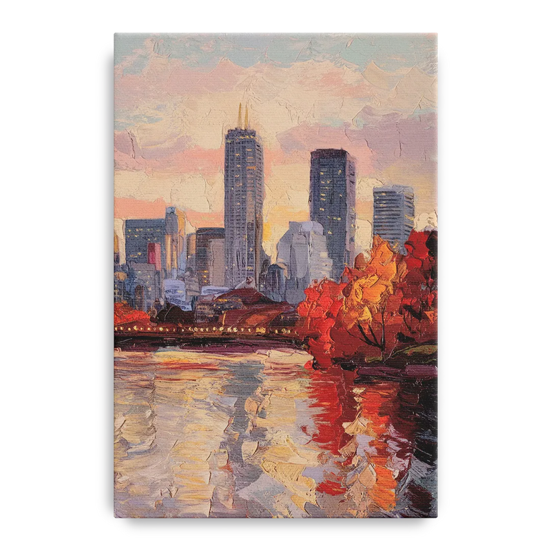Boston Skyline with Fall Colors Front - Canvas Wall Art