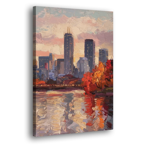 Boston Skyline with Fall Colors - Canvas Wall Art