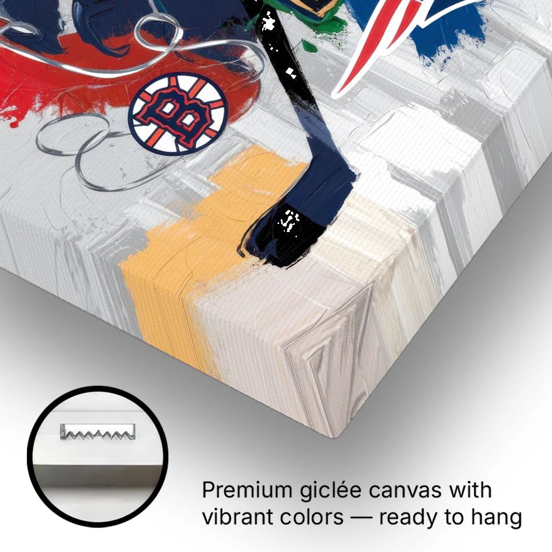 Boston Sports Teams Tribute - Canvas Wall Art - Gallery Wrap Corner