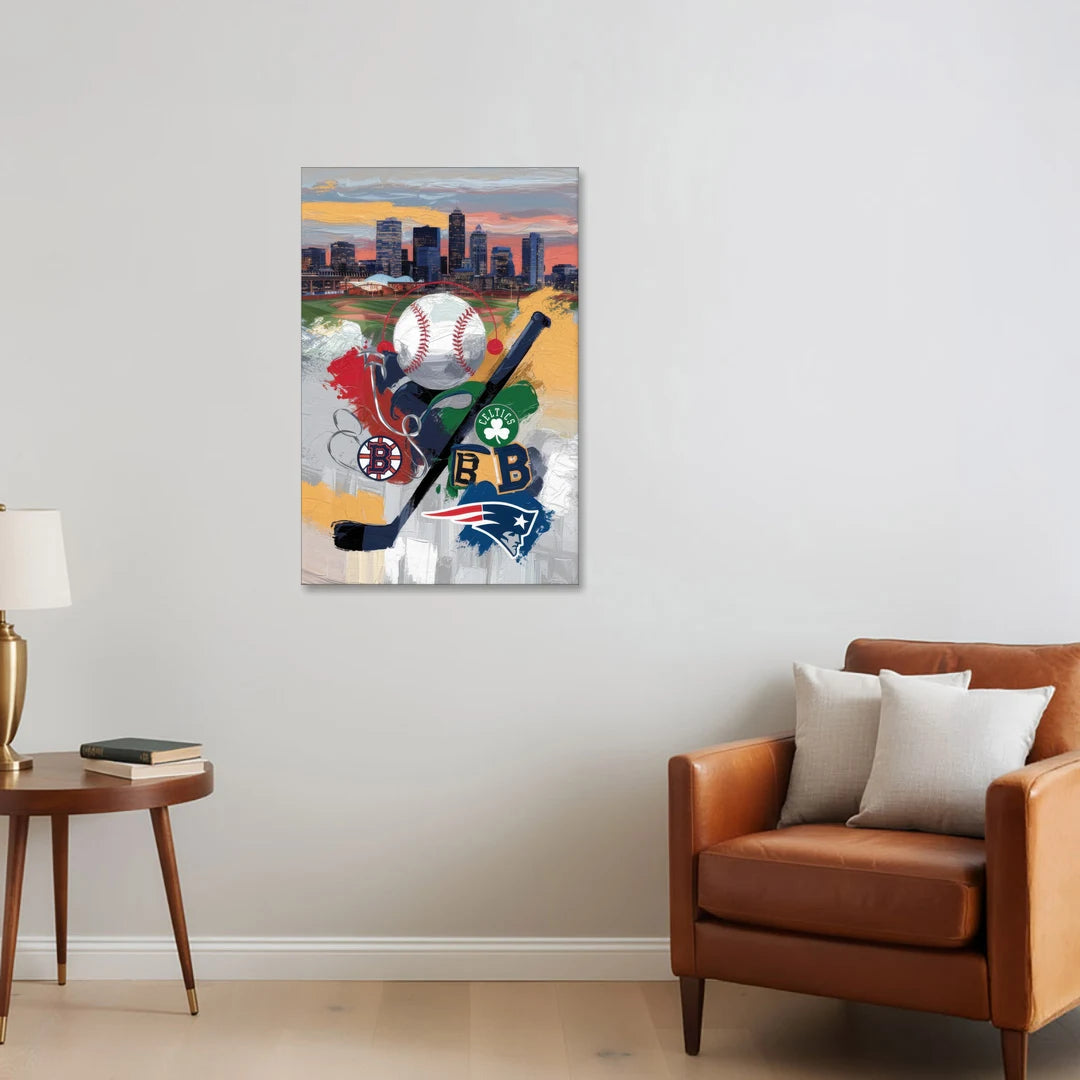 Boston Sports Teams Tribute - Canvas Wall Art - Sofa - 24x36