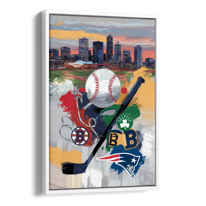 Boston Sports Teams Tribute Side - White Canvas Wall Art