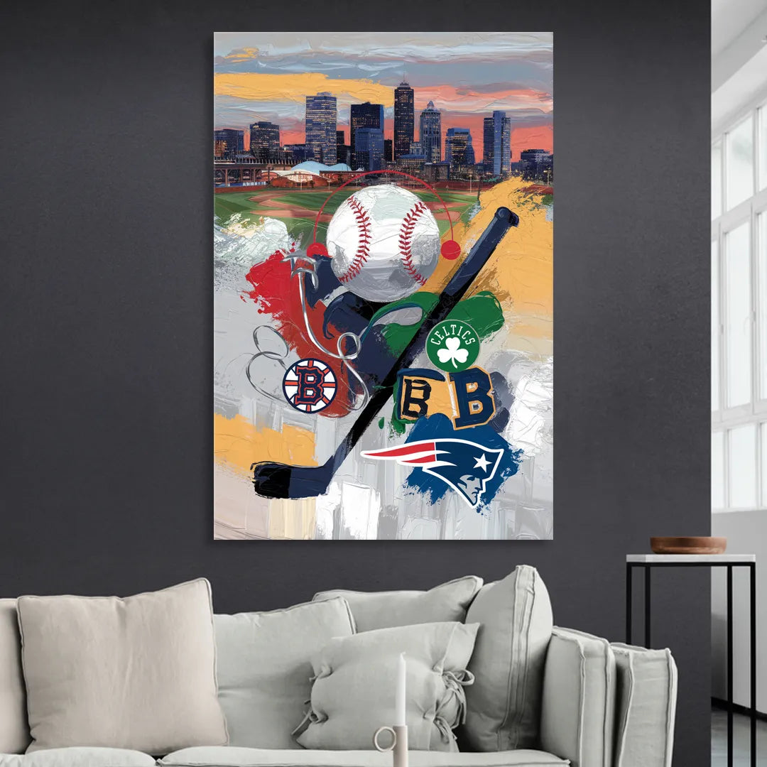 Boston Sports Teams Tribute Living Room - Canvas Wall Art