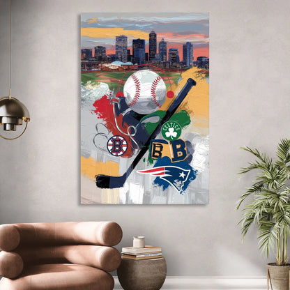 Boston Sports Teams Tribute Sitting Room - Canvas Wall Art