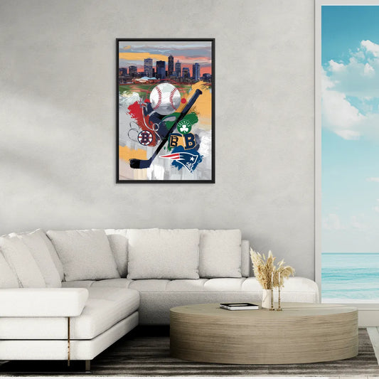 Boston Sports Teams Tribute - Living Room Black Frame Canvas