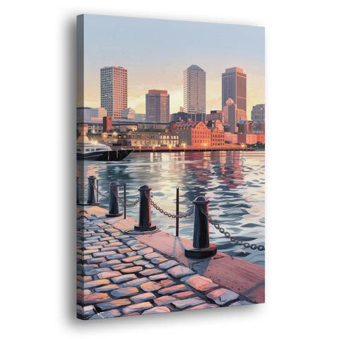 Boston Waterfront Serenity - Canvas Wall Art - Side