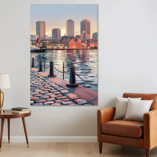 Boston Waterfront Serenity - Canvas Wall Art - Sofa - 40x60