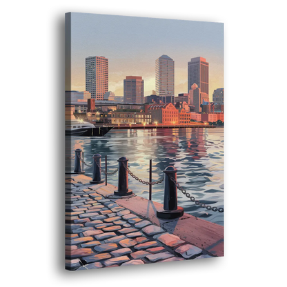 Boston Waterfront Serenity Side - Canvas Wall Art
