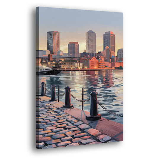 Boston Waterfront Serenity Side - Canvas Wall Art