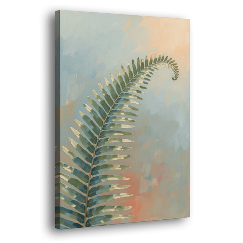 Botanical Arching Fern Frond in Early Light - Canvas Wall Art - Side