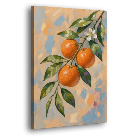 Botanical Art Prints Clementine Branch in Bloom - Canvas Wall Art - Side