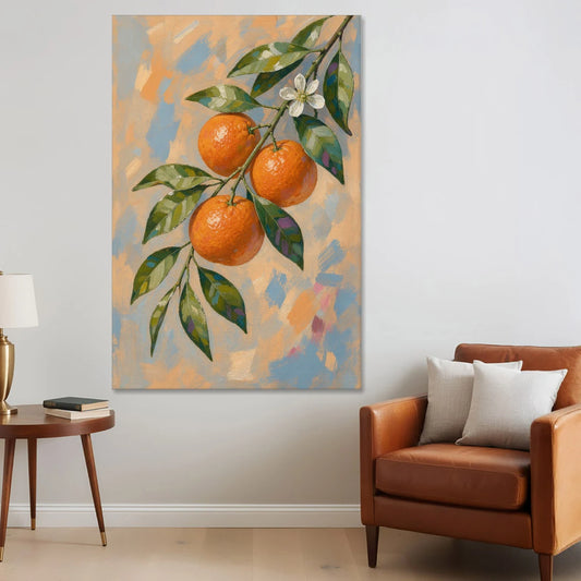 Botanical Art Prints Clementine Branch in Bloom - Canvas Wall Art - Sofa - 40x60