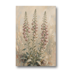 Botanical Wall Decor with Three Foxglove Spires - Canvas Wall Art - Front