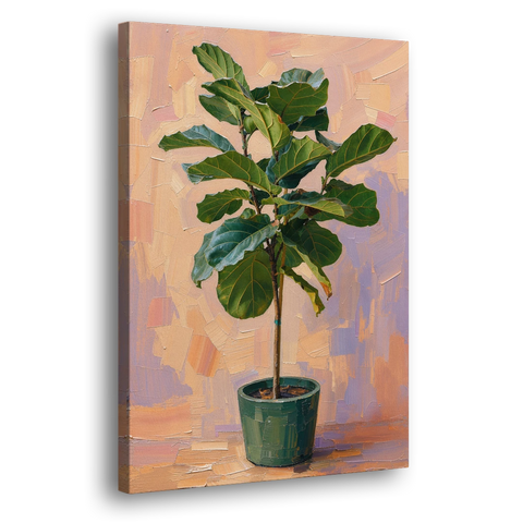Botanical Young Fiddle-Leaf Fig in Green Pot - Canvas Wall Art - Side
