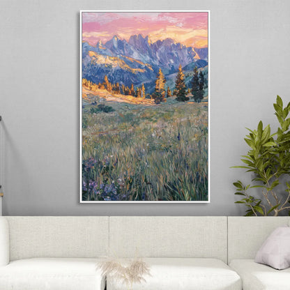 Bozeman Bridger Range Living Room - White Canvas Wall Art