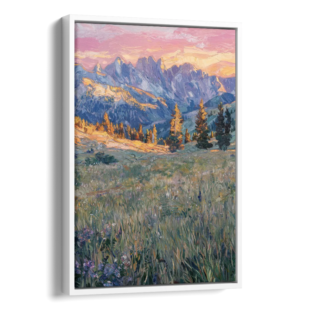 Bozeman Bridger Range Side - White Canvas Wall Art