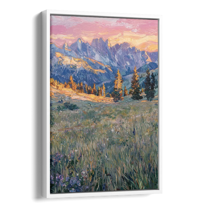 Bozeman Bridger Range Side - White Canvas Wall Art