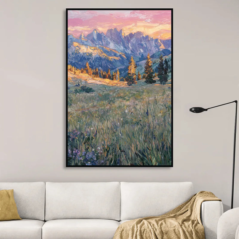 Bozeman Bridger Range Sitting Room - Black Canvas Wall Art