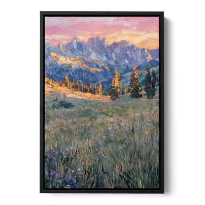 Bozeman Bridger Range Front - Black Canvas Wall Art