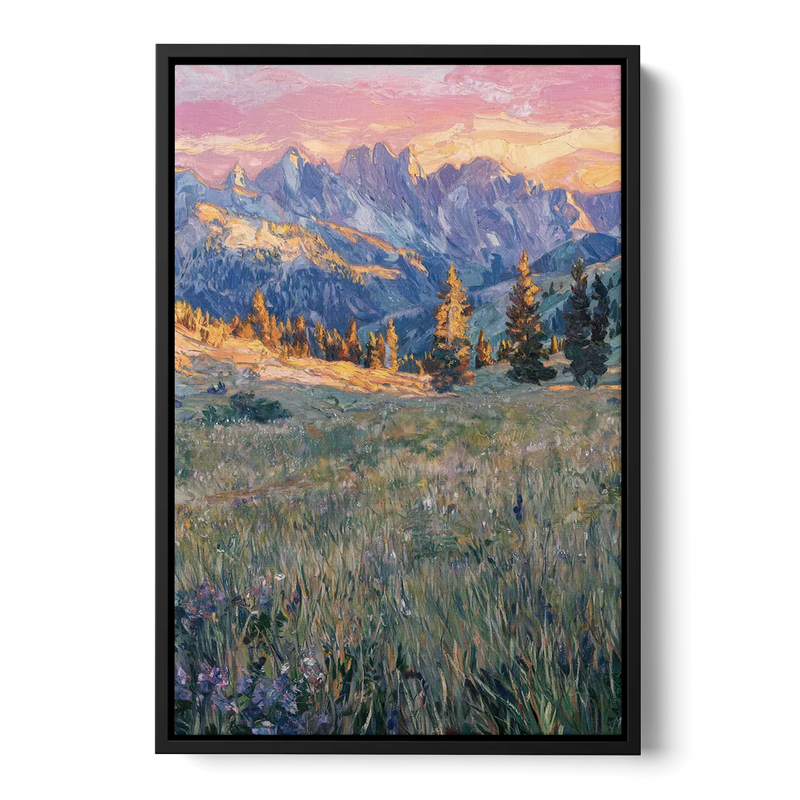 Bozeman Bridger Range Front - Black Canvas Wall Art