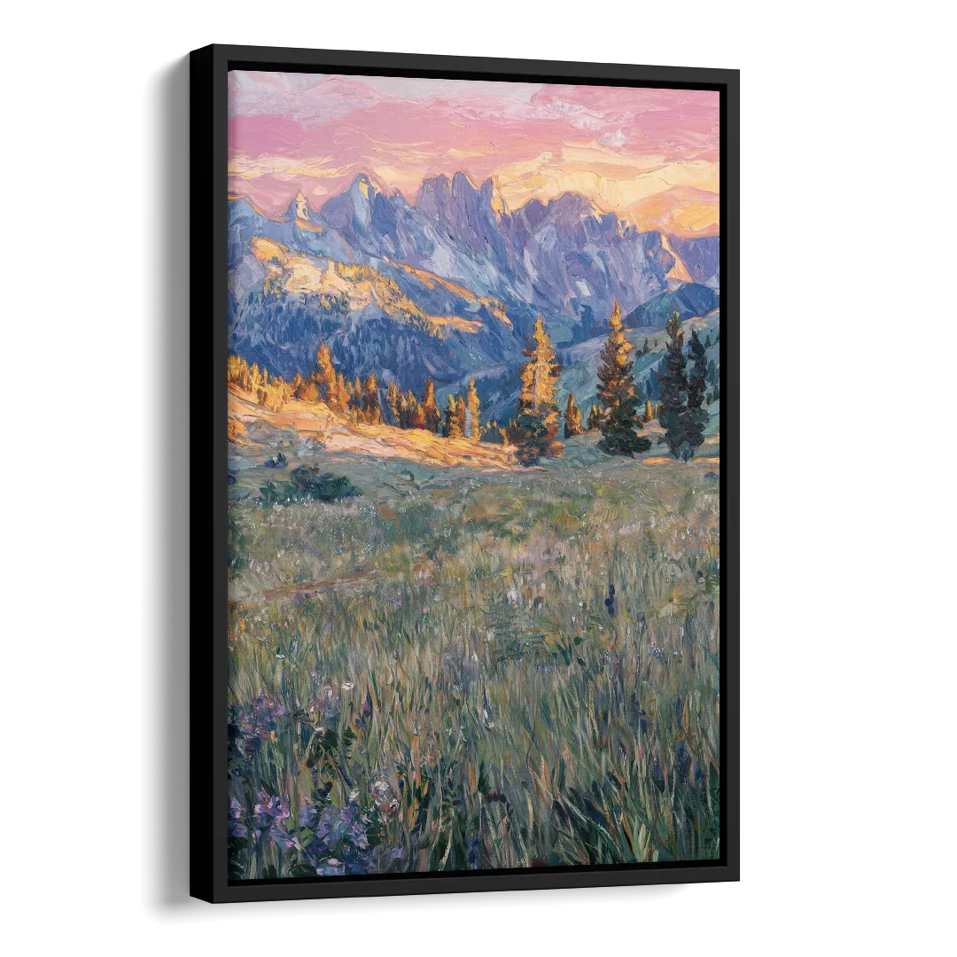Bozeman Bridger Range Side - Black Canvas Wall Art