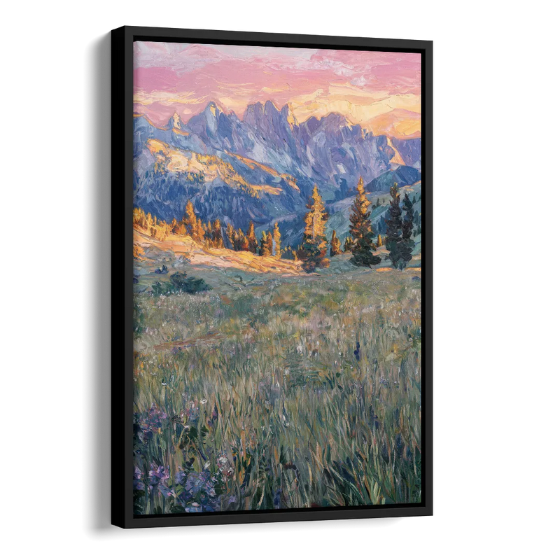 Bozeman Bridger Range Side - Black Canvas Wall Art