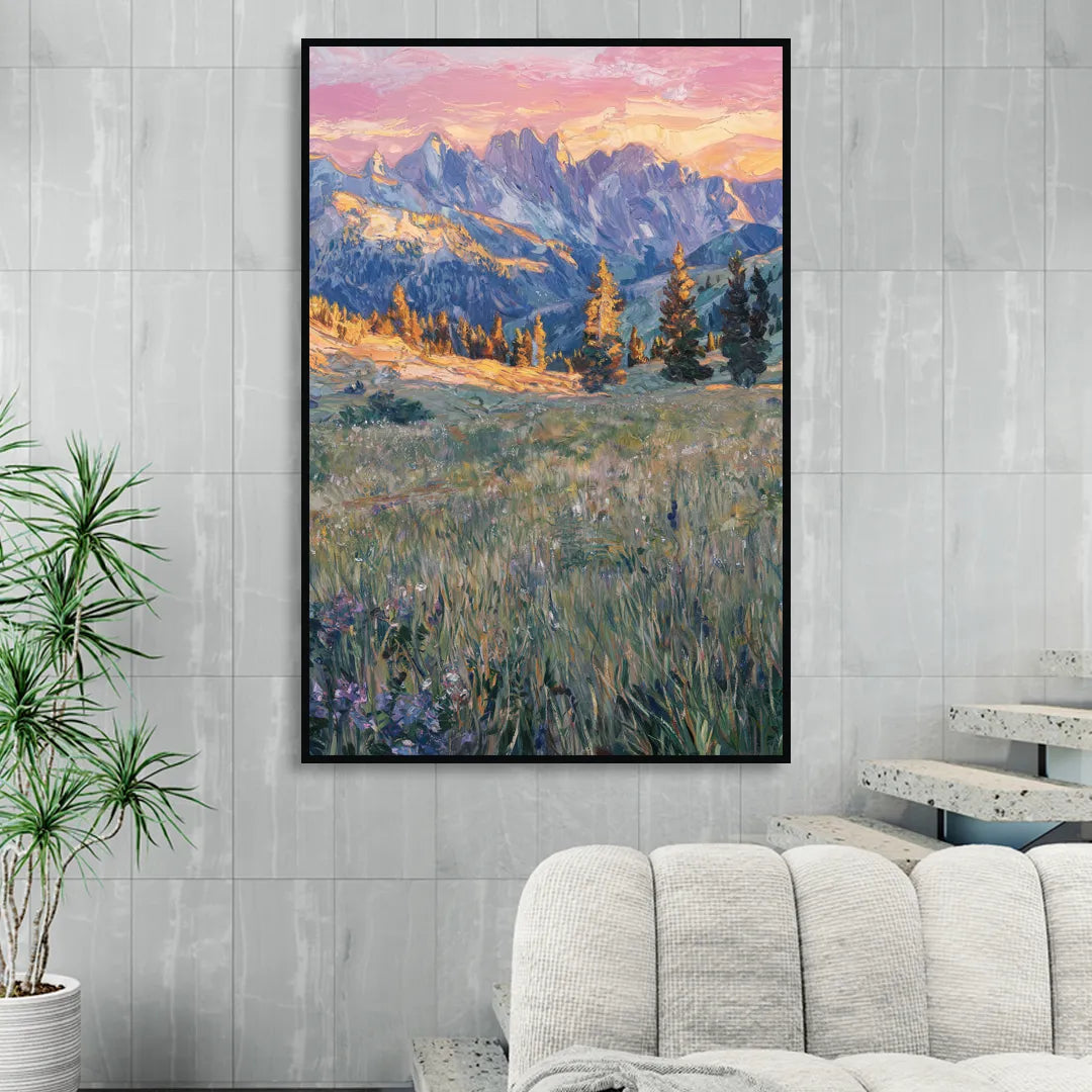 Bozeman Bridger Range Living Room - Black Canvas Wall Art