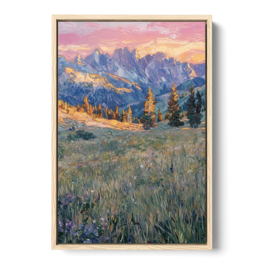 Bozeman Bridger Range - Oak Framed Canvas Wall Art - Front