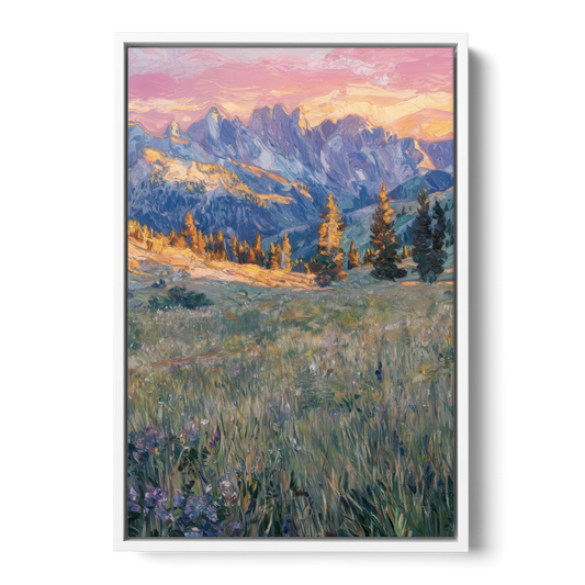 Bozeman Bridger Range - White Framed Canvas Wall Art - Front