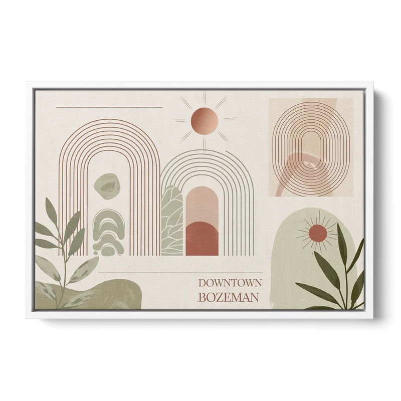 Bozeman Downtown Charm Front - White Canvas Wall Art