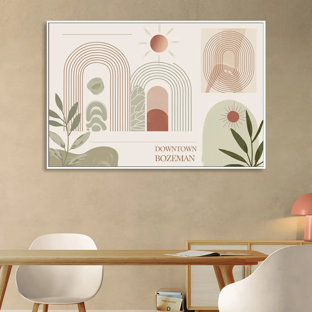 Bozeman Downtown Charm Living Room - White Canvas Wall Art