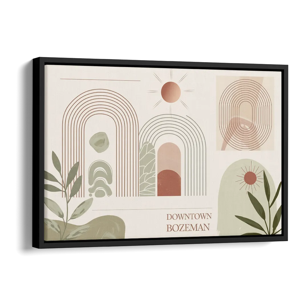 Bozeman Downtown Charm Side - Black Canvas Wall Art