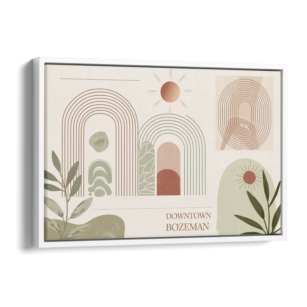 Bozeman Downtown Charm Side - White Canvas Wall Art