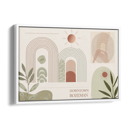 Bozeman Downtown Charm Side - White Canvas Wall Art