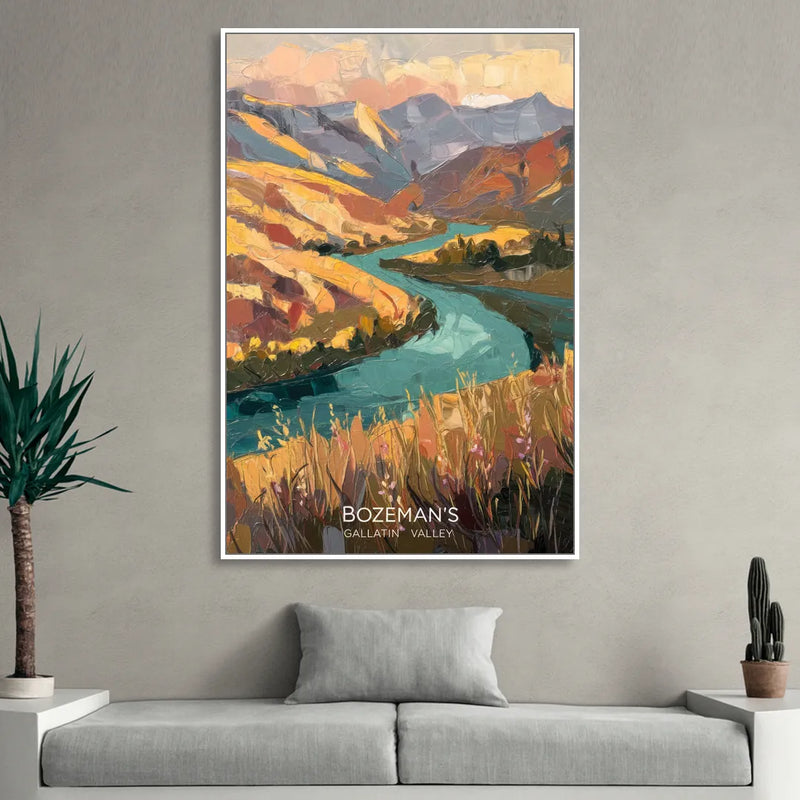 Bozeman Gallatin Valley Living Room - White Canvas Wall Art