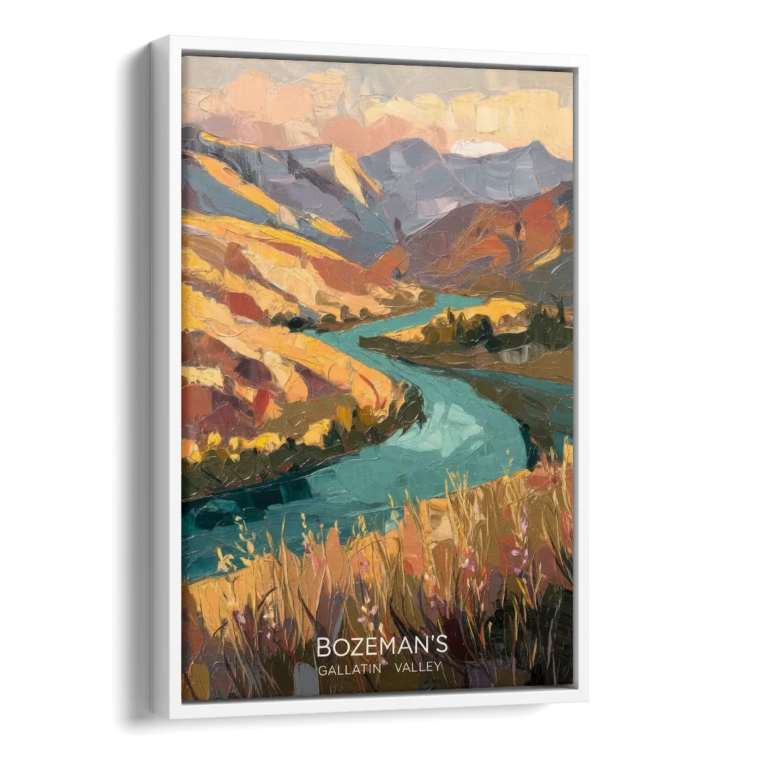 Bozeman Gallatin Valley Side - White Canvas Wall Art