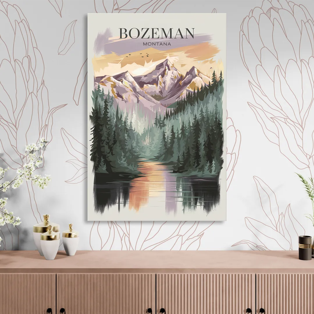 Bozeman Montana Wilderness Sitting Room - Canvas Wall Art