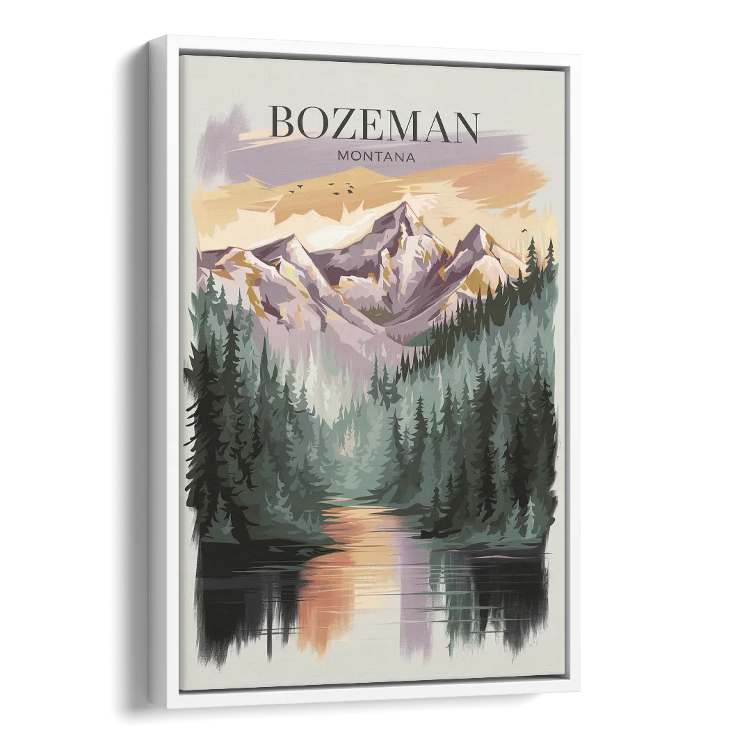 Bozeman Montana Wilderness Side - White Canvas Wall Art