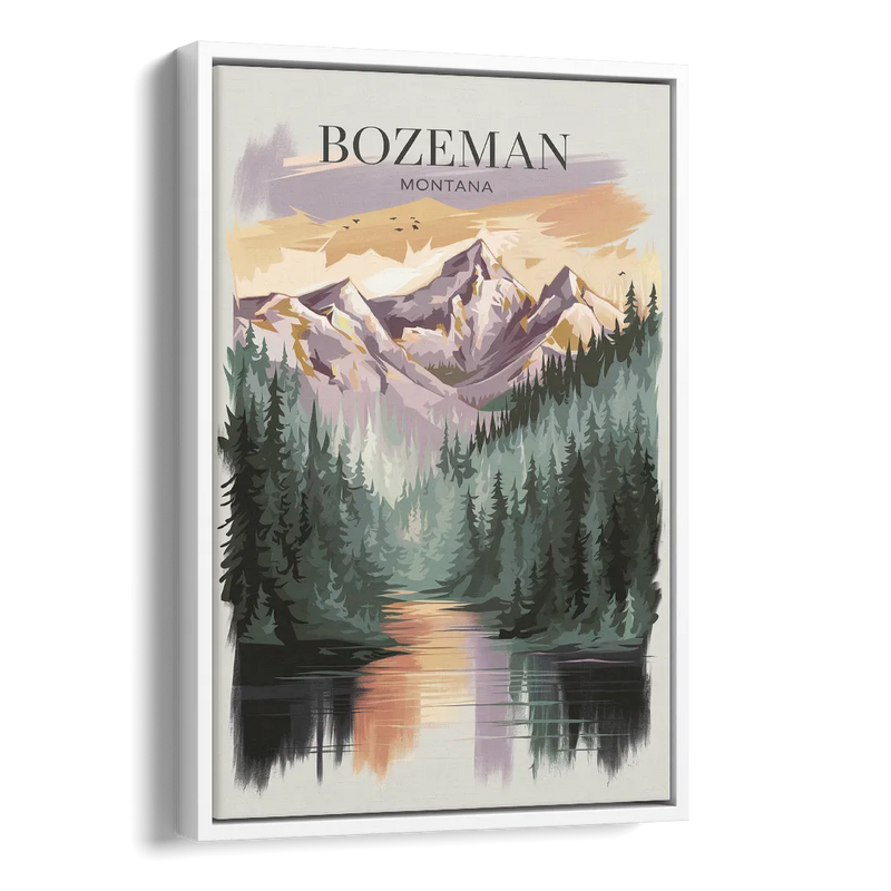 Bozeman Montana Wilderness Side - White Canvas Wall Art