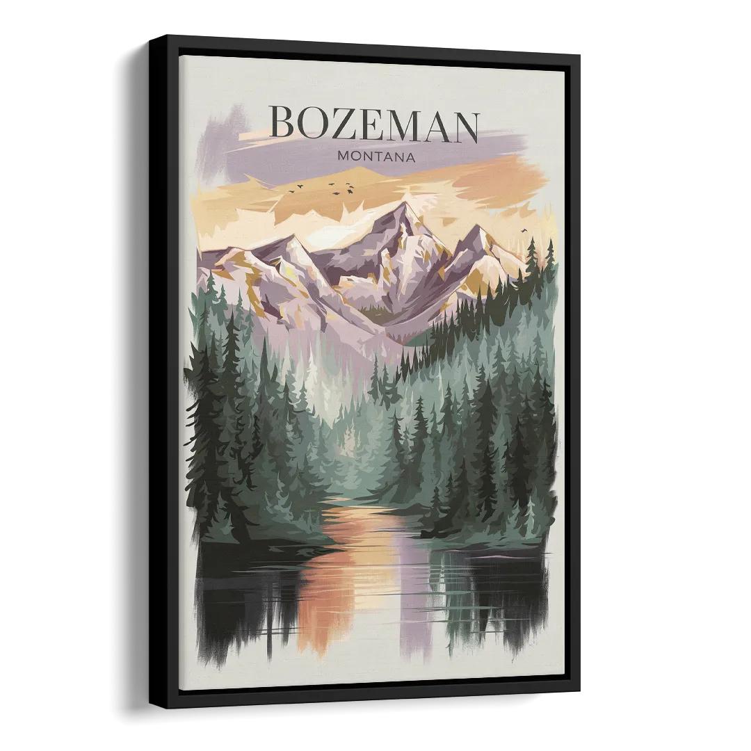 Bozeman Montana Wilderness Side - Black Canvas Wall Art