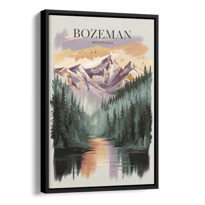 Bozeman Montana Wilderness Side - Black Canvas Wall Art