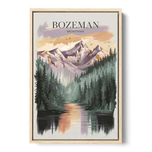 Bozeman Montana Wilderness - Oak Framed Canvas Wall Art - Front