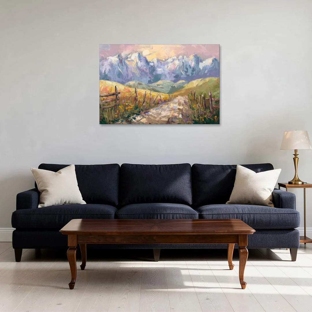 Bozeman Mountain Views - Canvas Wall Art - Sofa - 36x24