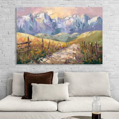 Bozeman Mountain Views Living Room - Canvas Wall Art