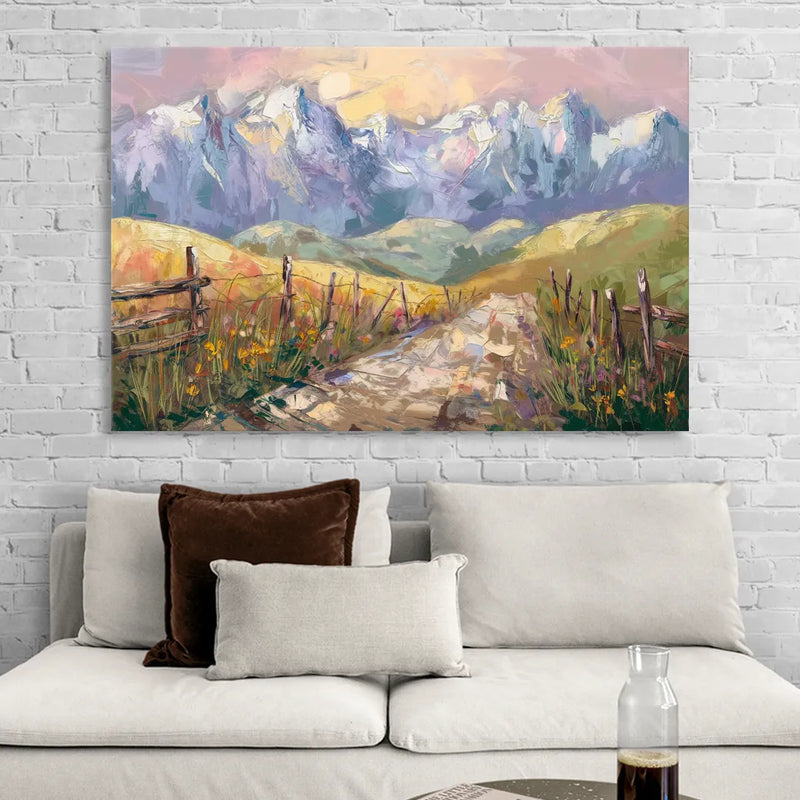 Bozeman Mountain Views Living Room - Canvas Wall Art