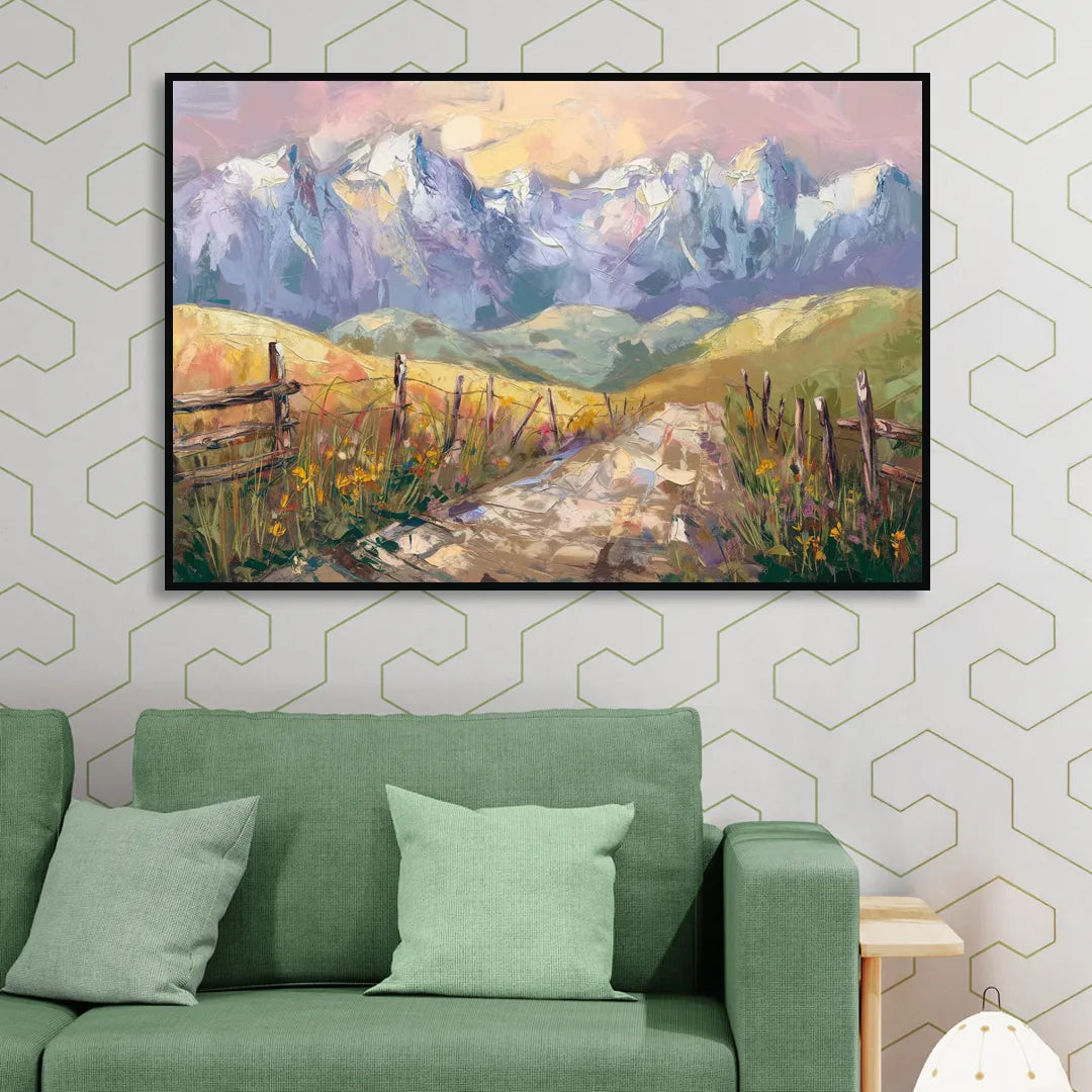 Bozeman Mountain Views Sitting Room - Black Canvas Wall Art