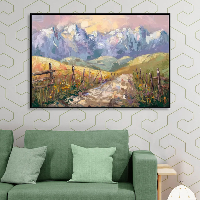Bozeman Mountain Views Sitting Room - Black Canvas Wall Art