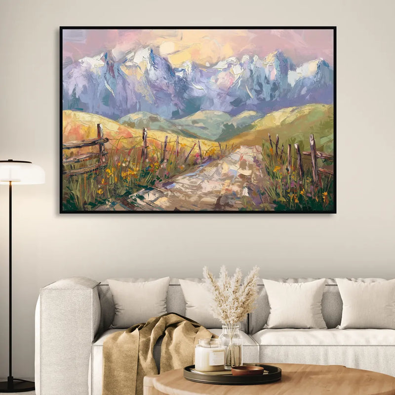 Bozeman Mountain Views Living Room - Black Canvas Wall Art