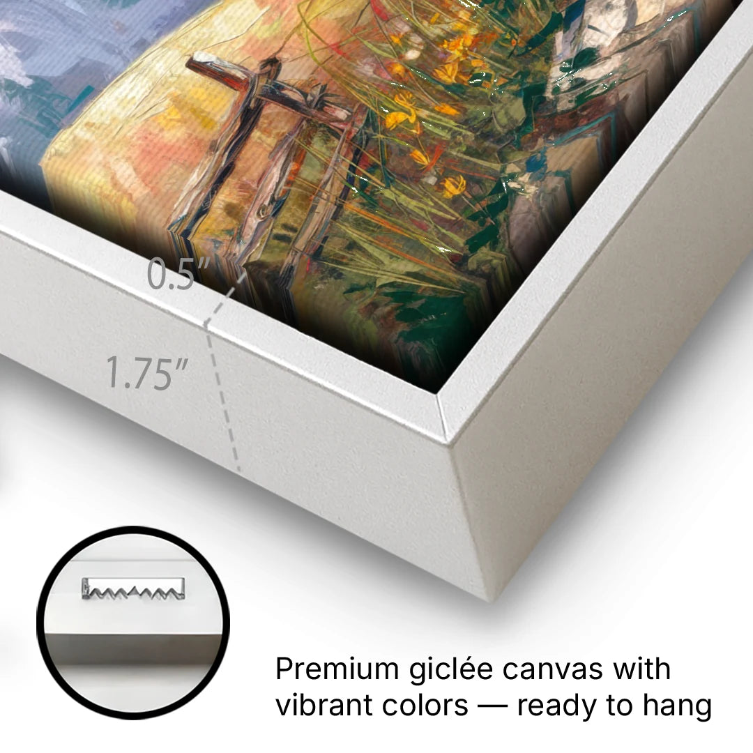 Bozeman Mountain Views - White Framed Canvas Wall Art - Gallery Wrap Corner