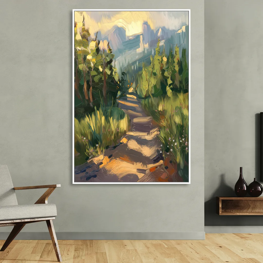 Bozeman Nature Trails Living Room - White Canvas Wall Art