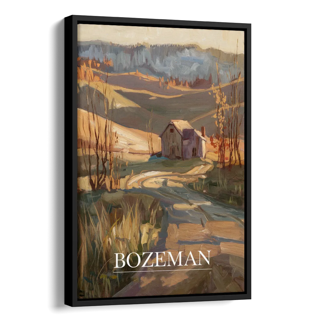 Bozeman Rustic Landscape Side - Black Canvas Wall Art